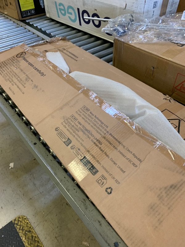 Photo 1 of  TV Stand for 75+ Inch TV, 32" Tall Entertainment Center w/4 Drawers & Sliding Barn Door, Rustic Media Console w/Storage Shelves, 66" Wood Television Stand for Living