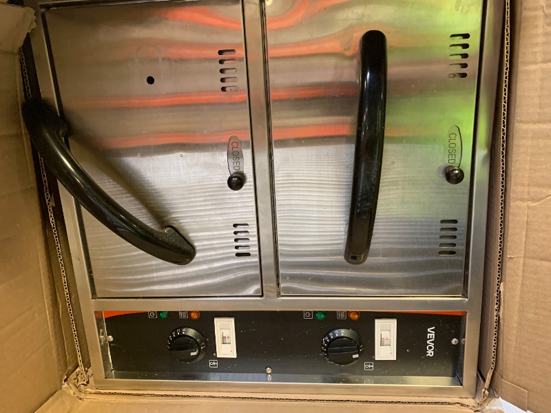 Photo 1 of VEVOR Commercial Electric Drawer Warmer, 2 Full-Size Pan Stainless Steel Food Warmer, Freestanding Standard Warming Drawer Cabinet, 85°F–185°F Wide Temperature Range, for Restaurant, Hotel Buffet & Bakery