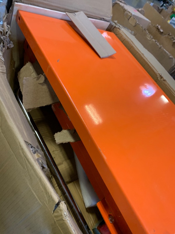 Photo 1 of VEVOR Hydraulic Lift Table Cart, 330lbs Load Capacity 50 Inch Lifting Height, Manual Single Scissor Lift Table with Non-Slip Pad and 4 Wheels, Alloy Steel, Orange