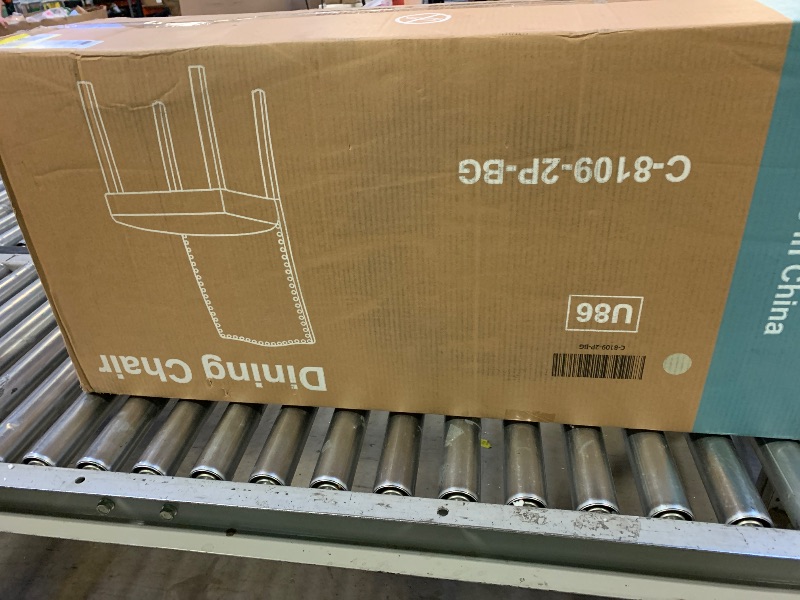 Photo 1 of DUMOS Dining Chairs Set of 6, Moden PU Kitchen Table Chairs with Wooden Legs and Padded Seat for Dining Room/Kitchen/Living Room/Restaurant, Beige