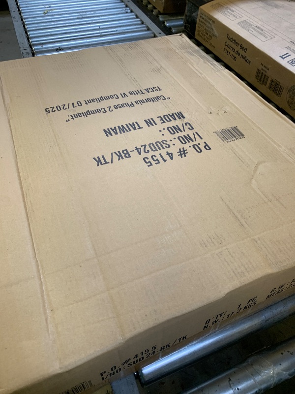 Photo 1 of Stand Up Desk Store Rolling Adjustable Height Two Tier Standing Desk Computer Workstation (Black Frame/Teak Top, 24" Wide)