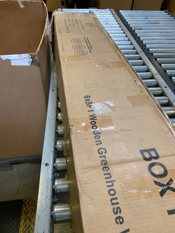 Photo 1 of Garvee 6x8FT Wooden Greenhouse with Cedar Frame, Outdoor Wood Greenhouses with Roof Vent, Wood and Polycarbonate Walk-in Greenhouse