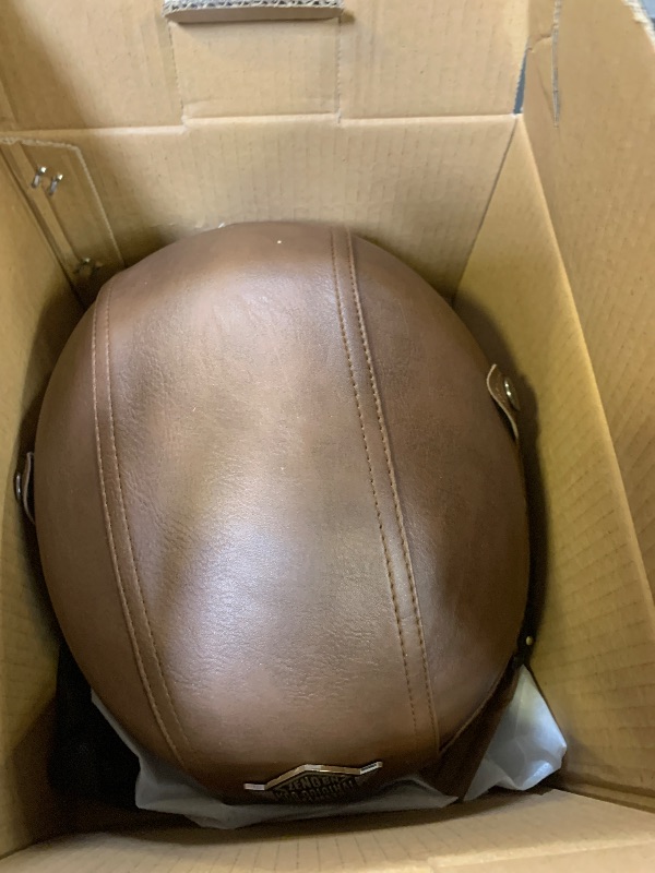 Photo 1 of LNCHAO German Style M35 Handmade Leather Retro Motorcycle Helmet 1/2 Vintage Half Face Helmet for Adults Men & Women DOT Approved,Open Face Helmets for Cruiser Scooter Chopper (Sahara Brown,Large)