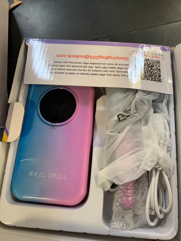 Photo 1 of Nail Drill Professional, 45000 RPM Rechargeable Electric Nail File Kit for Acrylic & Gel Nails, Portable Manicure Pedicure Tool for DIY Home or Salon, with 11 Nail Drill Bits & Sanding Band Set