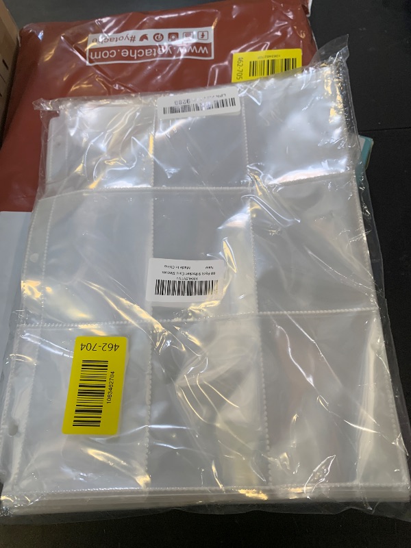 Photo 1 of 1080 Pockets Card Sleeves Binder Sheets, 9 Pocket Card Sleeves for 3 Ring Binder, Trading Cards Sleeves Fit for Baseball, Football, Game, Business Cards(60 Pages)