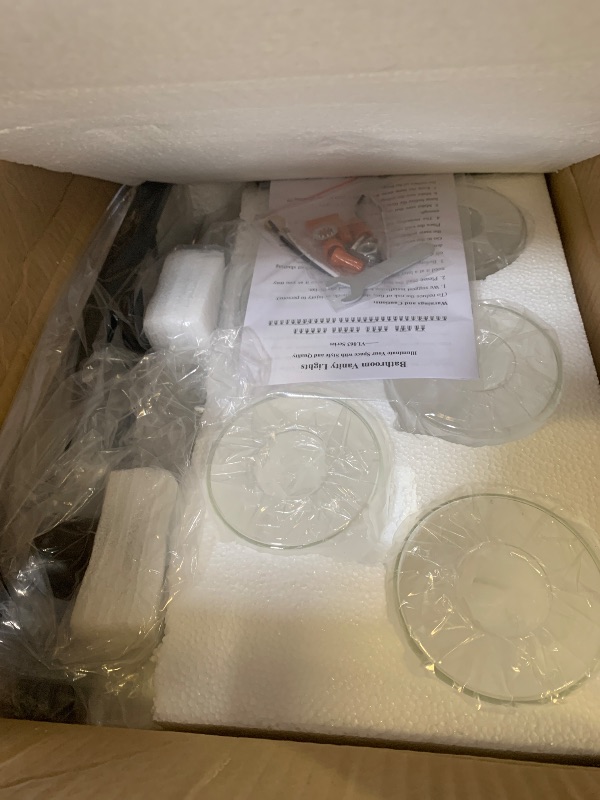 Photo 1 of DIKAIDA 5-Light Black Bathroom Vanity Light, Modern Vanity Lighting Fixture for Bathroom, 31" Matte Light Fixture, Wall Sconces with Clear Glass Shade, Black Bathroom Wall Light Over Mirror