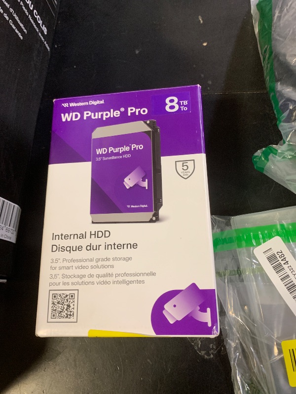 Photo 1 of Western Digital 8TB WD Purple Pro Surveillance Internal Hard Drive HDD - SATA 6 Gb/s, 256 MB Cache, 3.5" - WD8002PURP
