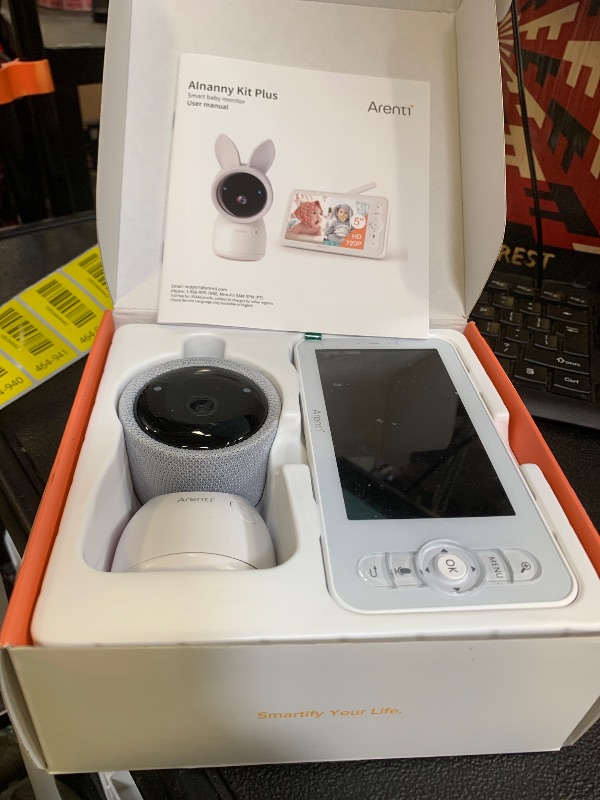 Photo 1 of ARENTI Baby Monitor, 2K Smart Baby Camera with 5-Inch Upgraded Wireless Display, Super Night Vision, Lullabies, Cry & Motion Detection, Temp & Humidity Sensor, Two Way Audio