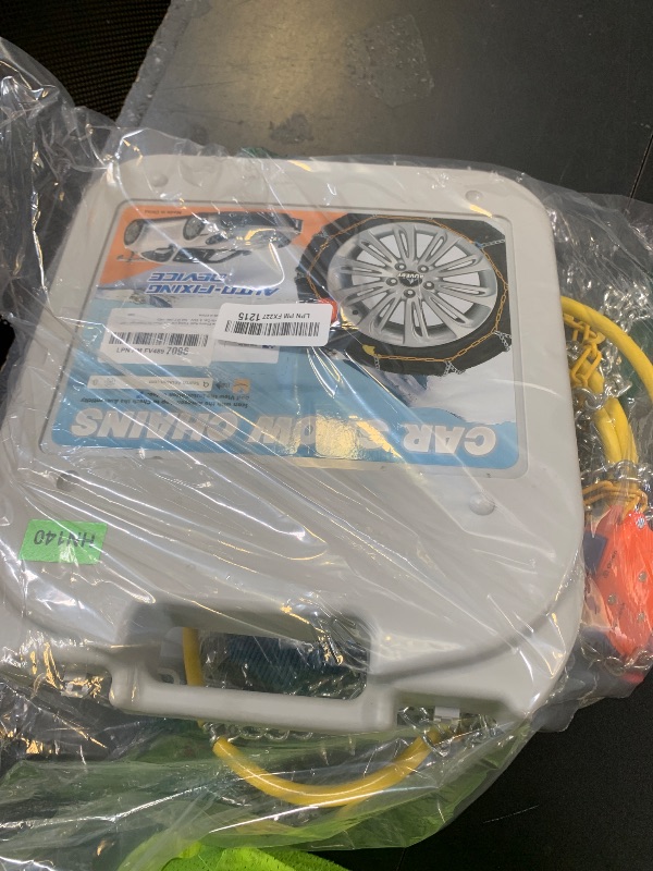 Photo 1 of Snow-Chains Auto Fixing 1 Min Quick Fit Easy Installation Tire-Chains, Portable Reusable Universal Emergency Tire Traction Chain for Passenger Car, Pickup Trucks and SUV - Set of 2 (HN-140)