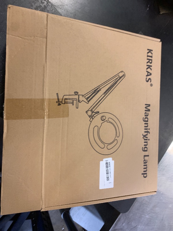 Photo 1 of KIRKAS 10X Magnifying Glass with Light, 2,200 Lumens LED Magnifying Lamp with Clamp, Stepless Dimmable Real Glass Lens Magnifier, Adjustable Arm Workbench Light for Close Work Hobby Repair - White