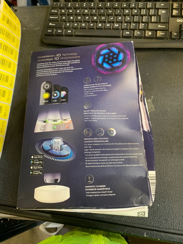 Photo 1 of Oral-B Rechargeable Electric Toothbrush, iO9 Genius, 7 Cleaning Modes, Interactive Display, Charging Travel Case, Visible Pressure Sensor, 4 Brush Heads, Rose Quartz