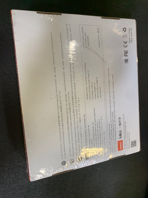 Photo 1 of 1Mii 2.4Ghz (1 TX + 1 RX) Wireless Audio Transmitter Receiver for TV, 320ft Long Range 20ms Low Delay HiFi Audio, Wireless Adapter Kit for Powered Speaker/Stereo/Soundbar, RCA(3.5mm AUX) Out/Input Factory sealed