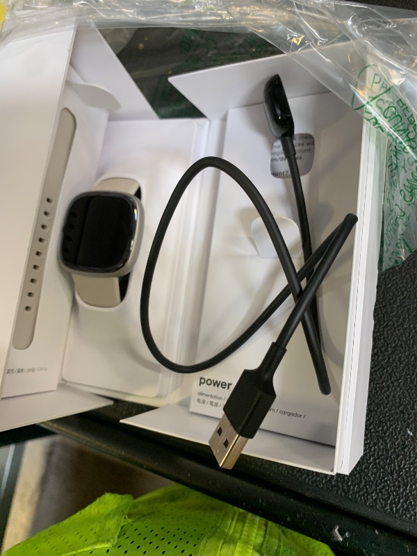 Photo 1 of Fitbit Sense 2 Advanced Health and Fitness Smartwatch with Tools to Manage Stress and Sleep, ECG App, SpO2, 24/7 Heart Rate and GPS, Lunar White/Platinum, One Size (S & L Bands Included)