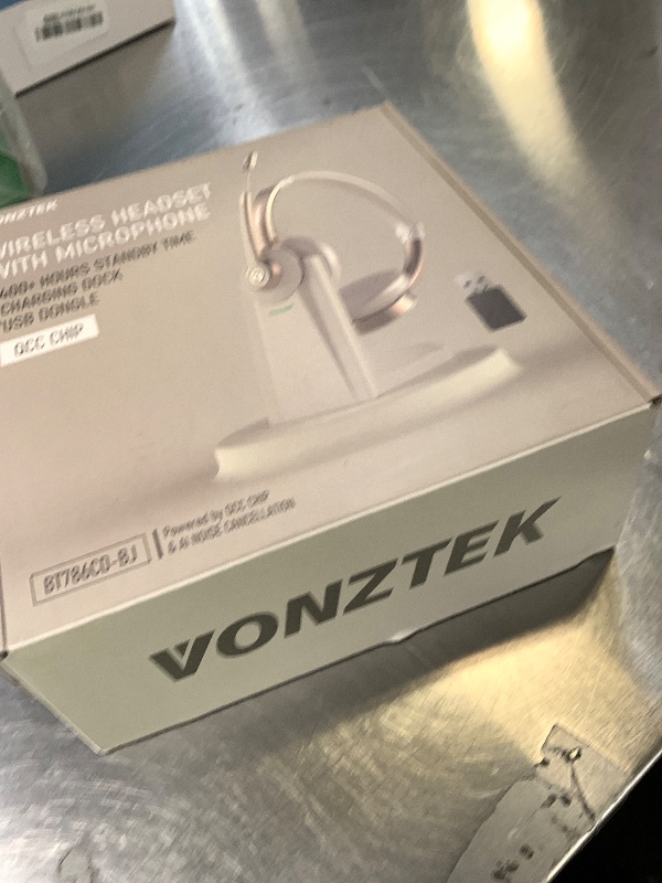 Photo 1 of Vonztek Wireless Headset with Mic for Work, Bluetooth Headset with Microphone, AI Noise Canceling Mic & USB Dongle, Wireless Headphones with Mic Mute & Charging Base for PC/Office/Home/Call Center