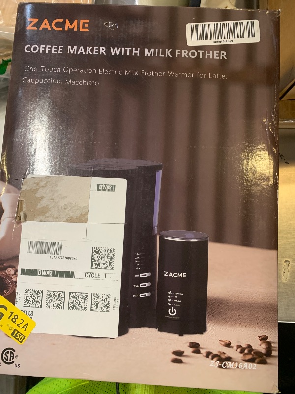 Photo 1 of ZACME Single Serve Coffee Maker with Milk Frother, Coffee Machine with Brewing & Frothing System, 28oz Water Tank, Adjustable Brew Strength, Quick Brew, Self-Cleaning
