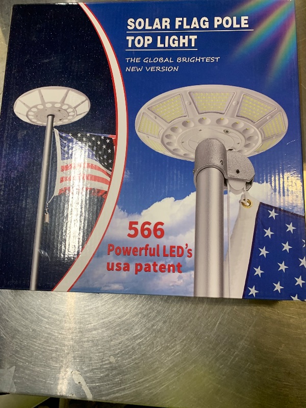 Photo 1 of enrybia Flag Pole Light Solar Powered Solar Flagpole Light with DC Charge Port Top Mount 566 LED Brightest Water Resistant Outdoor Dusk to Dawn American Flag Lights Fits 15-40 ft Flagpoles