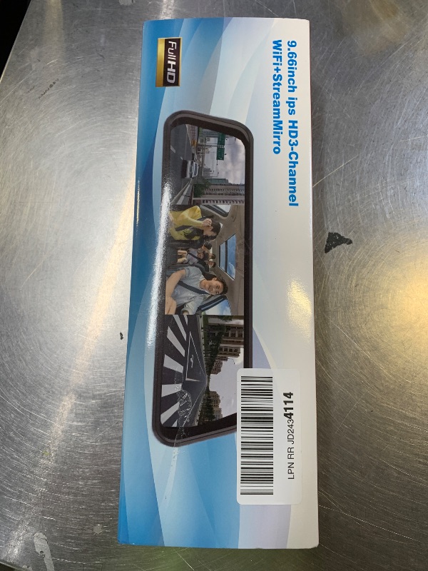 Photo 1 of 3 Channel 9.66 Inch Mirror Dash Cam with 5GHz WiFi, 1080P Front and Rear Inside Dash Camera with Gravity Sensor/Loop Recording/Night Vision/Reverse Assistance + Free 64G Card
