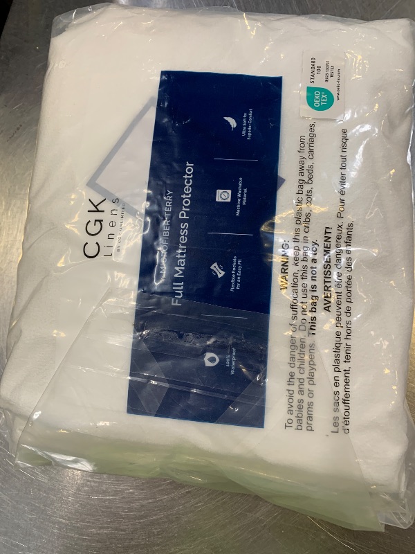 Photo 1 of 100% Waterproof Mattress Protector Or Your Money Back Full Size-Premium Fitted Terry Cover - Noiseless, Soft & Cooling - Secure Fit up to 16” Deep Pockets -Machine Washable & Wrinkle-Free - White