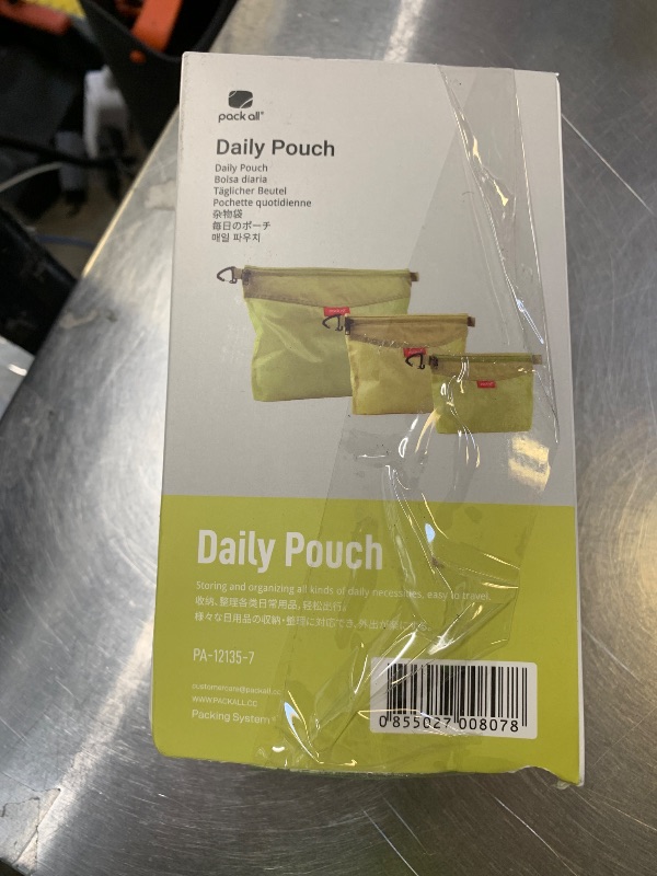 Photo 1 of pack all 3 Pcs Water-resistant Material Zipper Pouch Set, Mesh Zipper Bags for Storage, Travel, Office (Green)