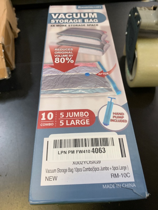Photo 1 of 10 Pack Vacuum Storage Bags with Pump, 5 Jumbo and 5 Large Space Saver Vacuum Storage Bags, Vacuum Seal Bags for Clothing, Comfoters, Pillows, Blanket, Bedding