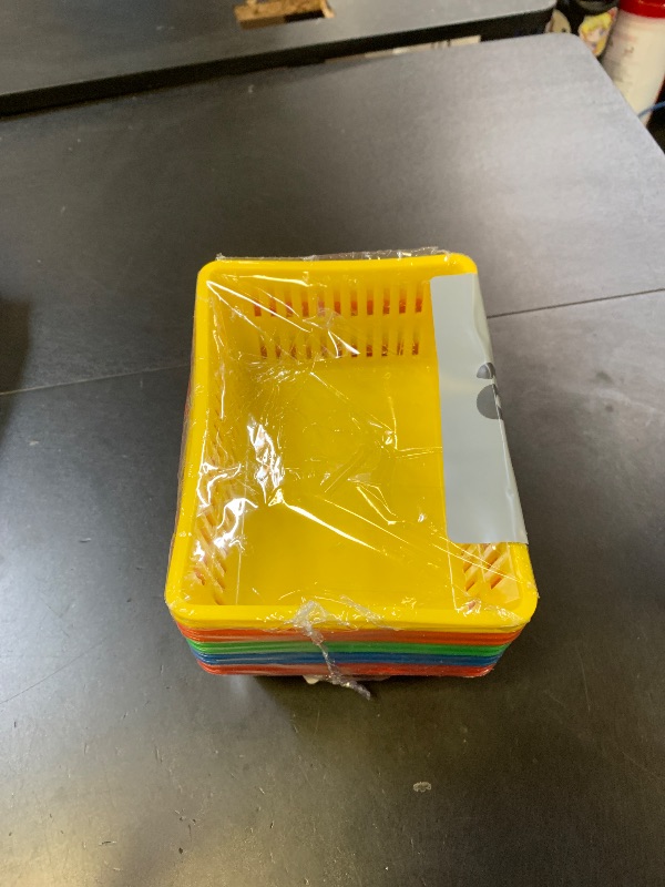 Photo 1 of 10 Pack Mini Storage Baskets Bins, Plastic Organizer Basket, Colorful Shelf and Desk Make-up Storage Crate Organizing Containers, Ideal for Home Classroom Office Organization. 6.1"L x 4.5"W x 2.4"H