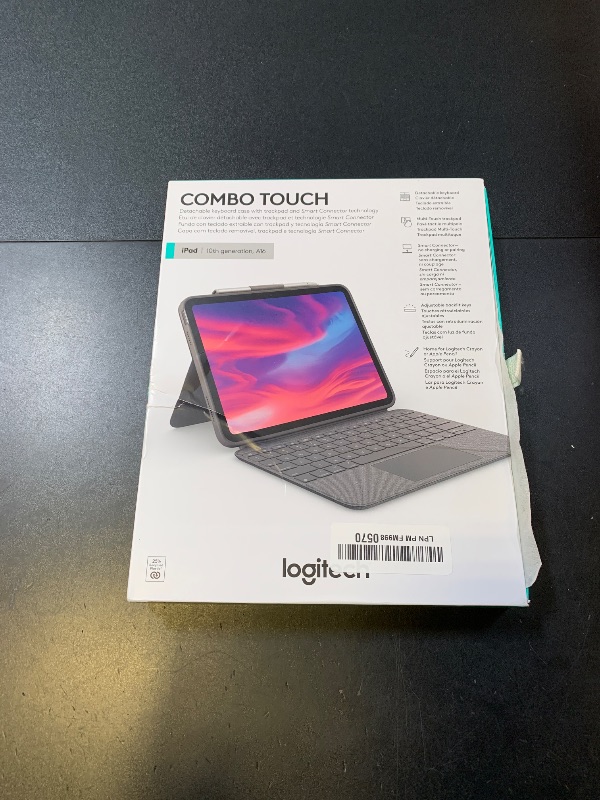 Photo 1 of Logitech Combo Touch iPad 10th Gen Case, Detachable Keyboard, Large Precision Trackpad, Backlit Keyboard, Smart Connector - Oxford Gray