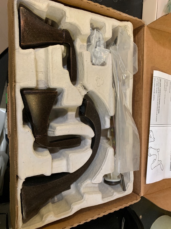 Photo 1 of Moen Voss Oil-Rubbed Bronze Contemporary Two-Handle Widespread Bathroom Sink Faucet Trim Kit for Adjustable 3-Hole Installations, Valve Required, T6905ORB