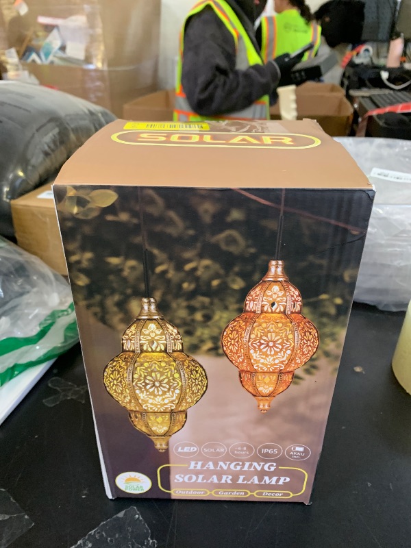 Photo 1 of Hanging Solar Lantern Outdoor Decor, Moroccan Solar Lights for Outside Garden Decorations, Waterproof Lanterns Garden Gifts for Mom, Women, Patio, Yard Ornament
