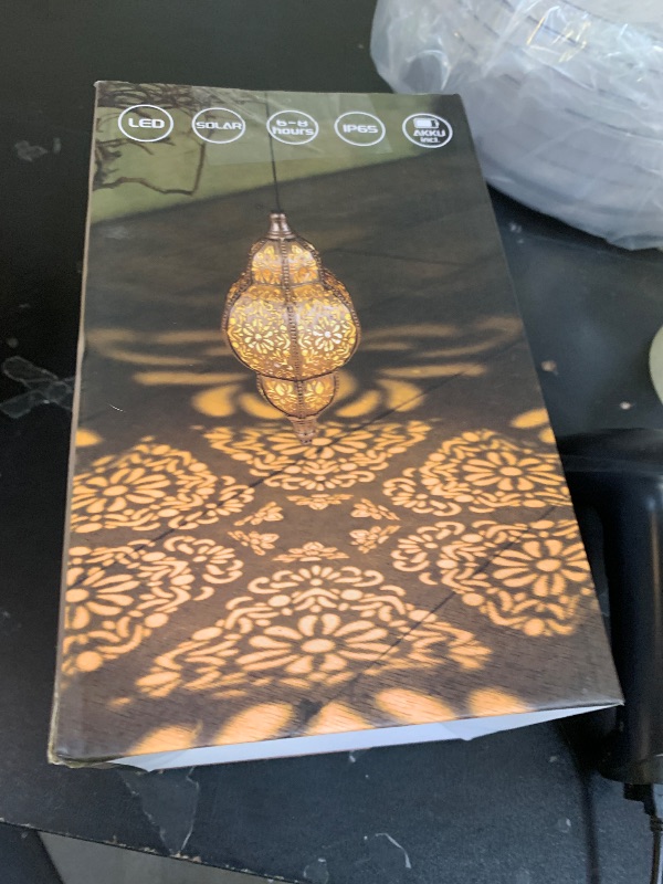 Photo 1 of Hanging Solar Lantern Outdoor Decor, Moroccan Solar Lights for Outside Garden Decorations, Waterproof Lanterns Garden Gifts for Mom, Women, Patio, Yard Ornament