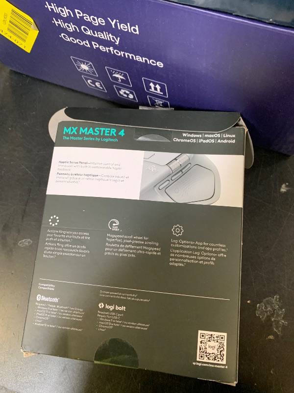 Photo 1 of Logitech MX Master 4, Ergonomic Wireless Mouse with Advanced Performance Haptic Feedback, Ultra-Fast Scrolling, USB-C Charging, Bluetooth, Windows, MacOS - Pale Gray