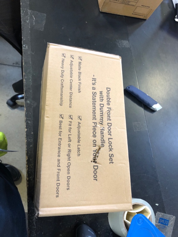 Photo 1 of Camtek Matte Black Double Front Door Handle Set, French Door Locks for Double Doors with Smooth Deadbolt & Dummy Handle, Double Door Lock Easy to Install, Durable Construction for Front Door