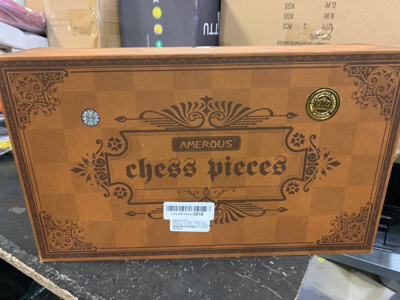 Photo 1 of AMEROUS High Polymer Weighted Chess Pieces with 4.25'' King - 2 Extra Queens - Gift Package, Standard Tournament Chessmen for Chess Board or Replacement of Missing Pieces (Chess Pieces Only)