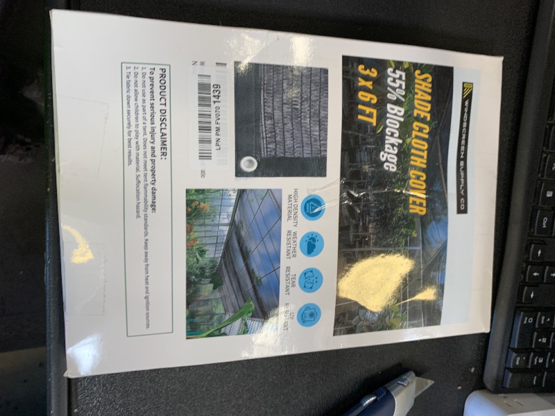 Photo 1 of [WindscreenSupplyCo] 55% 3 x 6 FT Shade Cloth Sun Shade Net with Grommets Sunblock Mesh Tarp for Garden Plants Cover Greenhouse and Patio