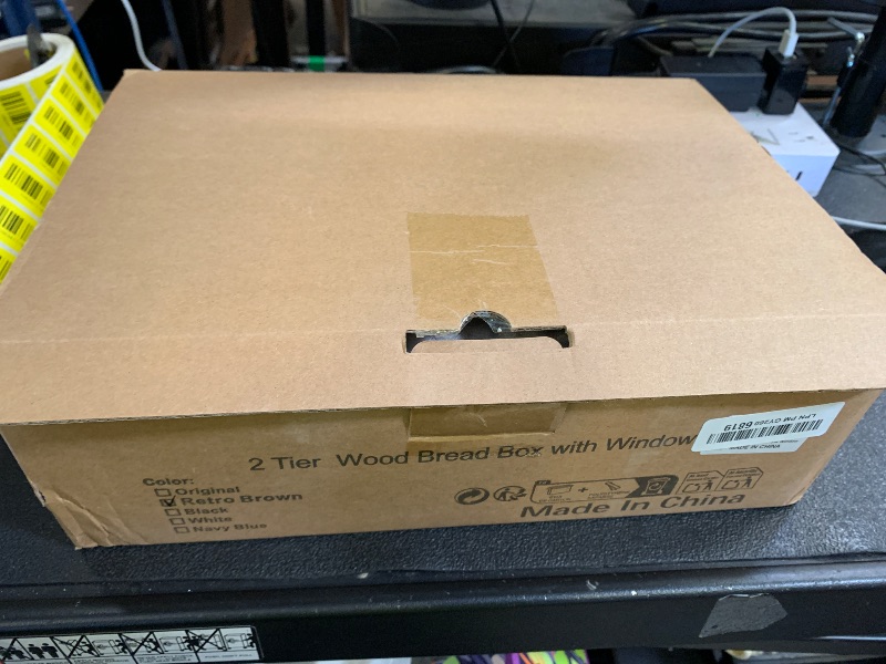 Photo 1 of **USED, DAMAGED** Sunhoo Bread Box for Kitchen Countertop Wooden Bread Storage Container Bin 2 Layer Breadbox Holder Large Capacity Keeper Vintage Farmhouse Food Organizer Pantry Shelf Acrylic Window (Brown)