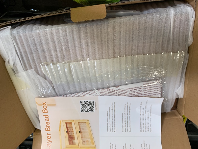 Photo 1 of **USED, DAMAGED** Sunhoo Bread Box for Kitchen Countertop Wooden Bread Storage Container Bin 2 Layer Breadbox Holder Large Capacity Keeper Vintage Farmhouse Food Organizer Pantry Shelf Acrylic Window (Brown)