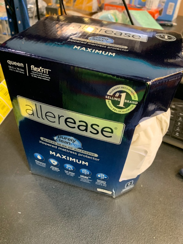 Photo 1 of AllerEase Waterproof Mattress Protector, Maximum Allergy Mattress Protector, Queen Mattress Cover