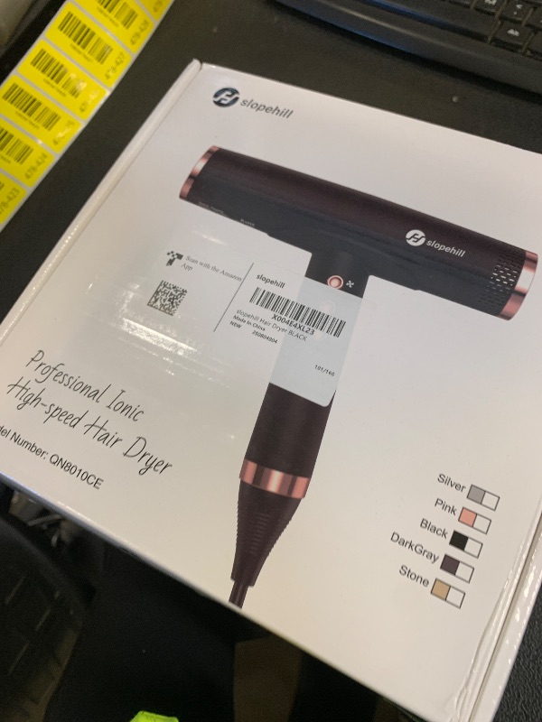 Photo 1 of slopehill Professional Ionic Hair Dryer with Diffuser - Lightweight, Compact, Powerful & Fast Salon Blow Dryer with High Speed Brushless Motor for Travel, Women & Men Ceramic, Black LH1003