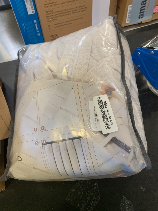 Photo 1 of 60 Inch Wide 96 Inches Long Natural Linen Light Beige Patio Curtains for Sliding Glass Door, Neutral Pinch Pleated Light Filtering Bedroom Sheer Aesthetic Windows Curtain & Drapes Back Tab 2 Panel Set