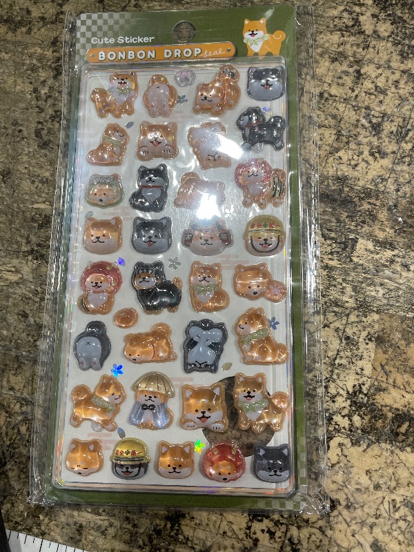 Photo 1 of 3D Puffy Stickers, 4 Sheets 200+ Kawaii Resin Decorative Stickers for Phone Case, Notebook, Scrapbooking (Dog)