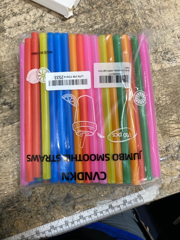 Photo 1 of 100 Pcs Jumbo Smoothie Straws,Colorful Disposable Wide-mouthed Large Straw.