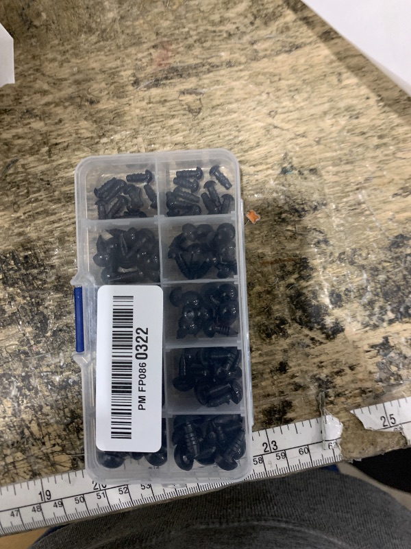 View 2 of 100PCS 6mm-12mm Solid Black Eyes with Washers, Sewing for DIY of Puppet, Plush Animal Making and Teddy Bear