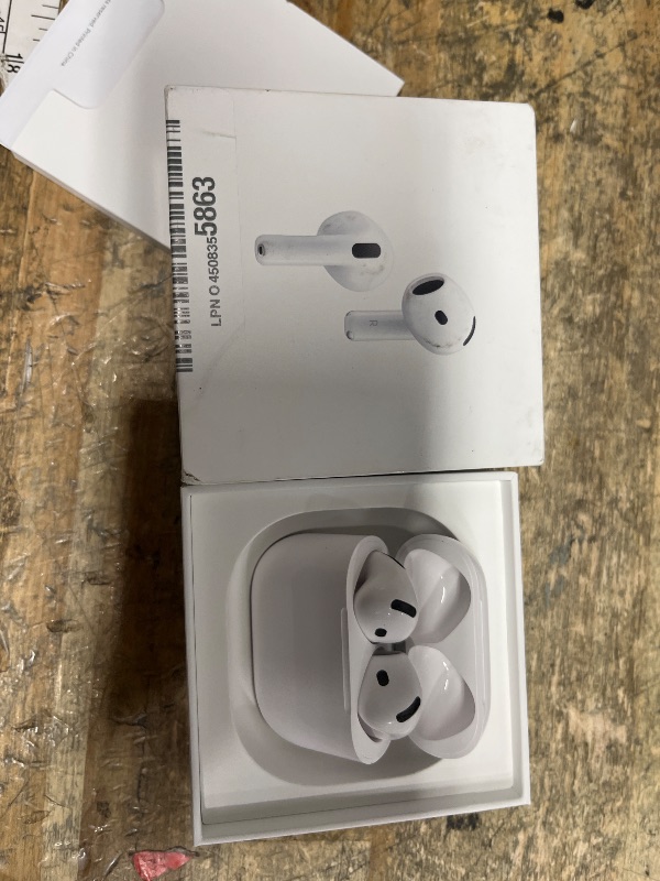 Photo 1 of **FOR PARTS ONLY**
Apple AirPods 4 Wireless Earbuds, Bluetooth Headphones, with Active Noise Cancellation, Adaptive Audio, Transparency Mode, Personalized Spatial Audio, USB-C Charging Case, Wireless Charging, H2 Chip