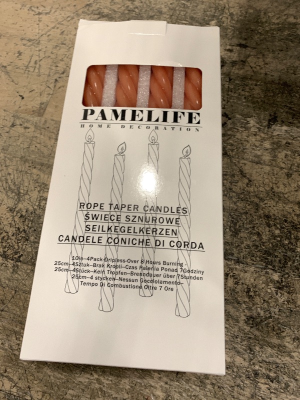 Photo 1 of 10 Inch Spiral Burnt Orange Taper Candles, 4 Pack Unscented Dripless Long Burning Time Gloosy Fall Candlesticks for Dinner Party, Wedding Shower and Home Decoration (Squash)