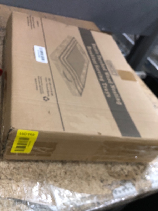 Photo 1 of ****HAS MINOR DAMAGE/ CORNER SEPARATING (LARGEST TRAY) **** Comfify Serving Trays Set of 3 - Ottoman Wood Trays for Entertainment, Food and Decor - Rustic Farmhouse Distressed Wood Finish - Brown