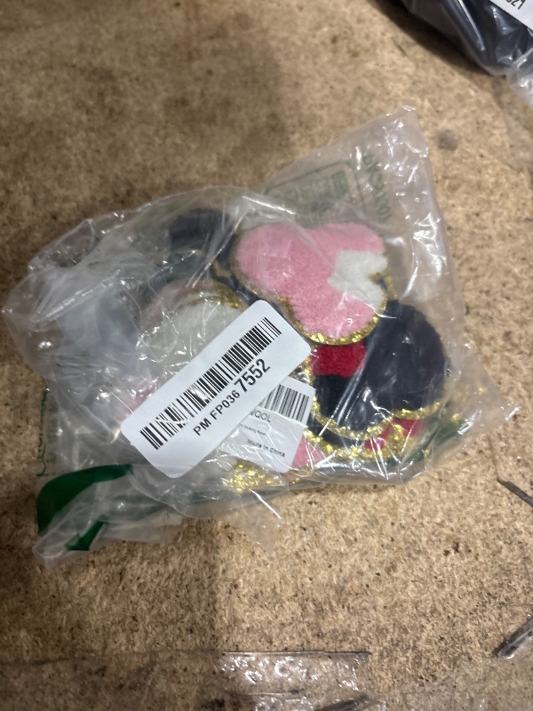 Photo 1 of 20Pcs Mouse Themed Patch, Pink Mouse Chenille Patches Gold Edges Bowknot Iron On Patch for Bags Hat DIY Clothing Repair