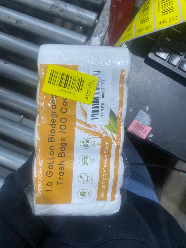 Photo 1 of 1.6 Gallon Mini Trash Bags For Bathroom - With Handles White Small Garbage Bags?Fit 1.3-1.5Gal?100 Count 6 Liter Biodegradable Compost Waste Basket Liners Unscented Kitchen Office Car Chenyucheng
