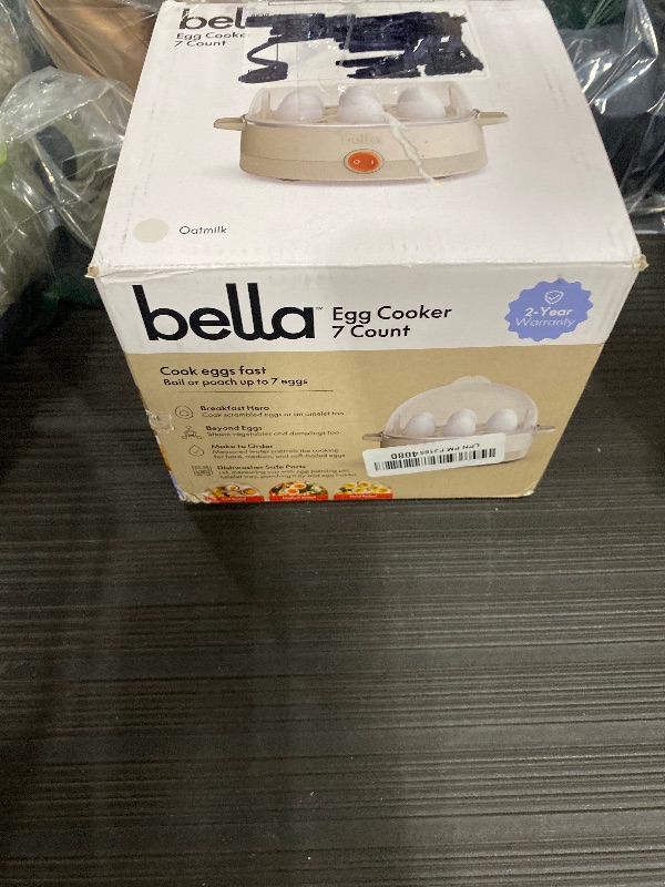 Photo 1 of bella Electric Egg Cooker, 7 Eggs Capacity Tray, Single Stack, for Poached, Scrambled, Hard, Medium & Soft Boiled Eggs, Omelets and Steamed Dumplings, Auto Shutoff, 360 Watt, Oatmilk