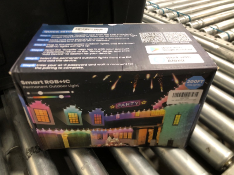 Photo 1 of Smart Permanent Outdoor Lights for House, 200ft with 96 Smart AI RGB+IC Holiday Lights Outdoor, 98 Scene for Halloween Christmas All Holiday Decor, IP67 Waterproof Work with Alexa, Google Assistant