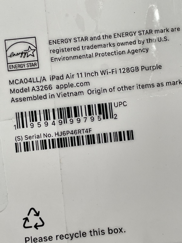 Photo 1 of ***LOCKED***Apple iPad Air 11-inch with M3 chip Built for Apple Intelligence, Liquid Retina Display, 128GB, 12MP Front/Back Camera, Wi-Fi 6E, Touch ID, All-Day Battery Life — Purple