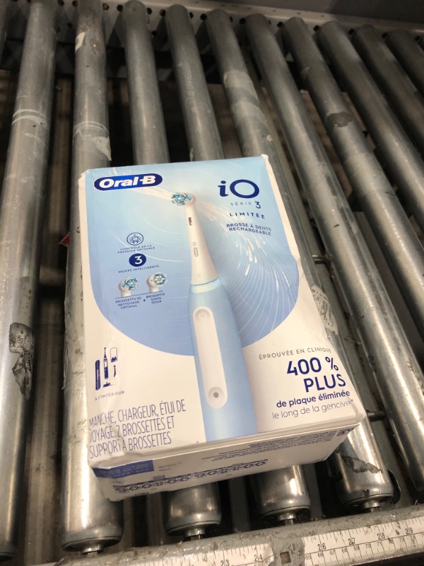 Photo 1 of *UNOPENED* Oral-B iO Deep Clean Rechargeable Electric Powered Toothbrush, Icy Blue with iO Series 3 Limited, 2 Brush Heads and Travel Case - Pressure Sensor to Protect Gums - 3 Cleaning Settings - 2 Minute Timer